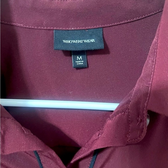 WHO WHAT WEAR BURGUNDY BUTTON DOWN DRESS - Picture 7 of 12